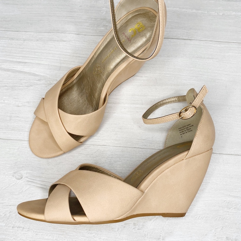 BC | Nude Wedge Sandals w/ Ankle Strap Sz. 7